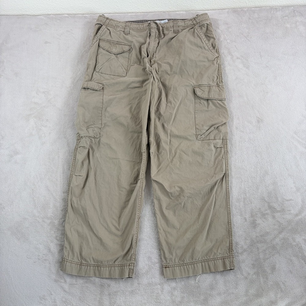 Vintage Y2K Old Navy Baggy Loose Fit Cargo Paratrooper Pants Green Men 38x29